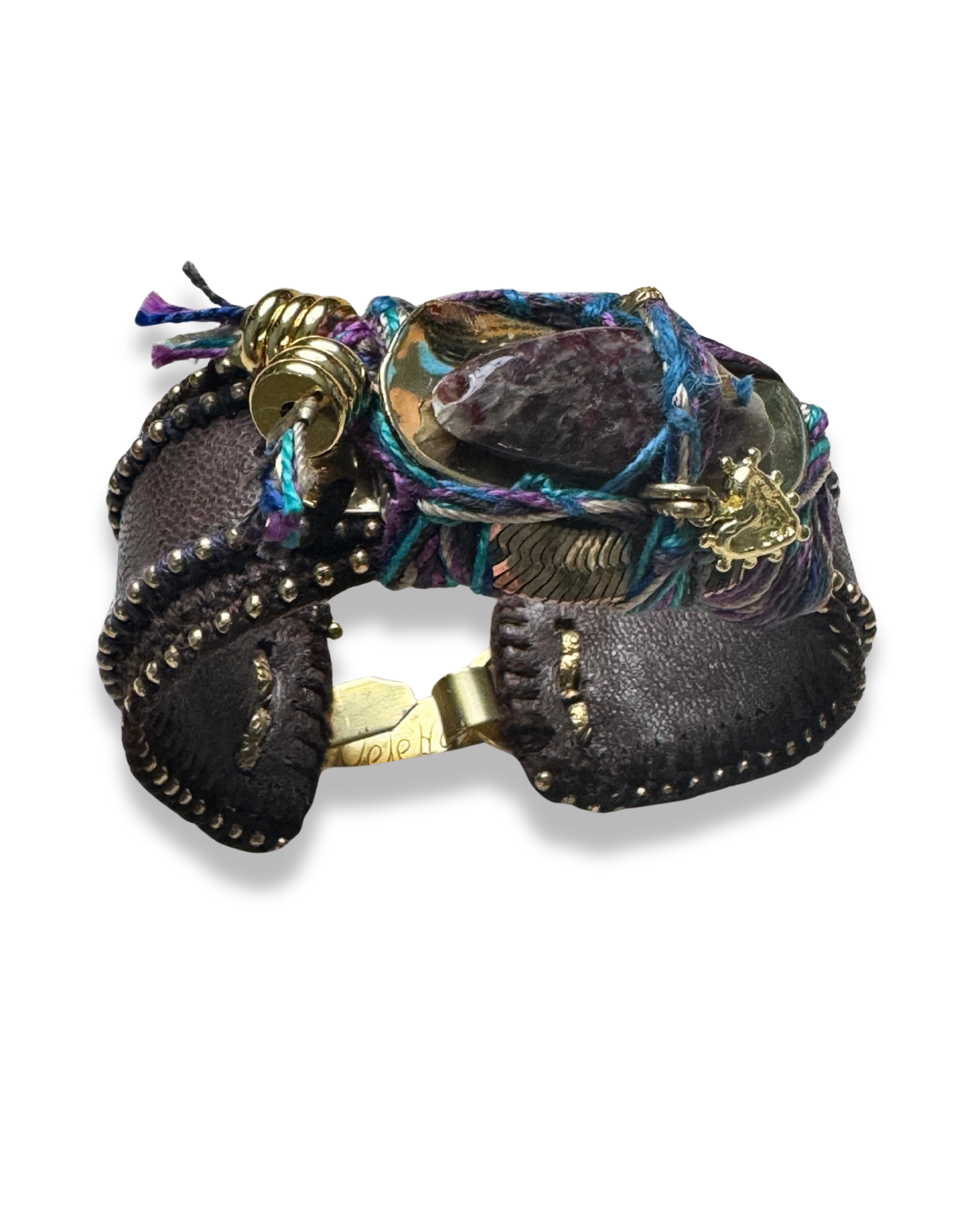 Artéfact Band – Dark Chocolate Italian Leather with Elbaite Gemstone