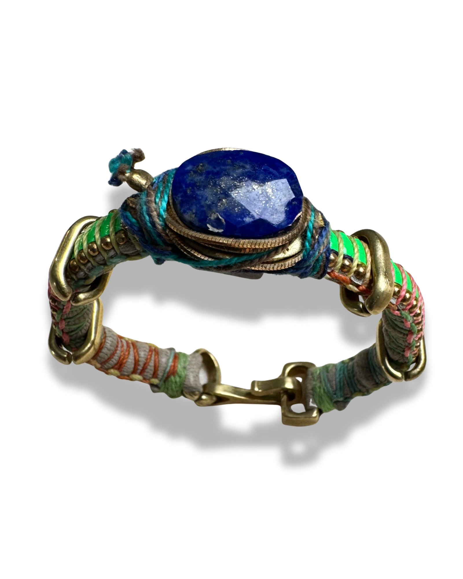 Sushi Bracelet- Neon Green with Lapis