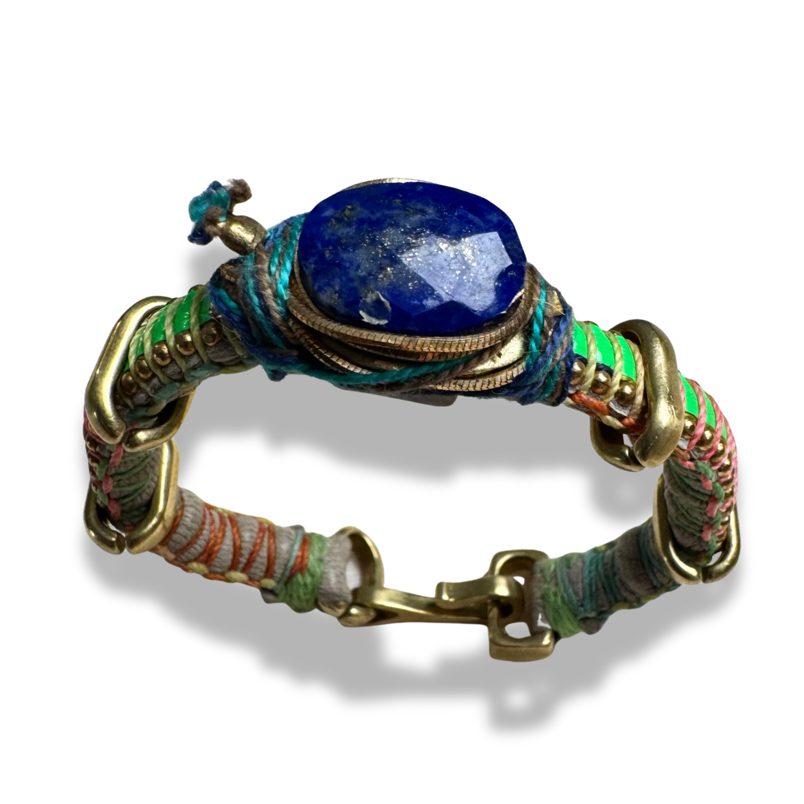 Sushi Bracelet- Neon Green with Lapis