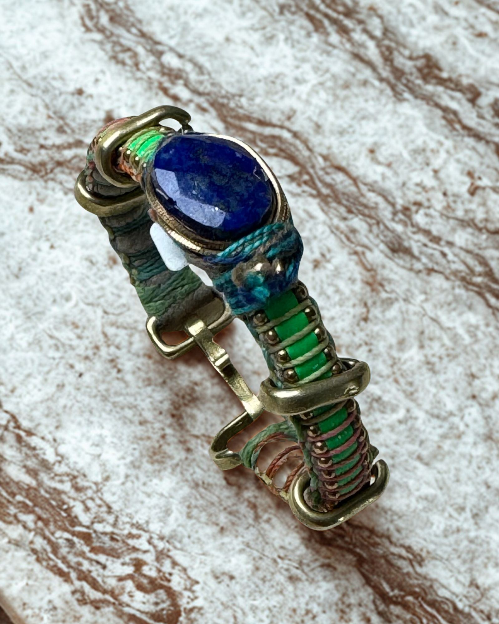 Sushi Bracelet- Neon Green with Lapis