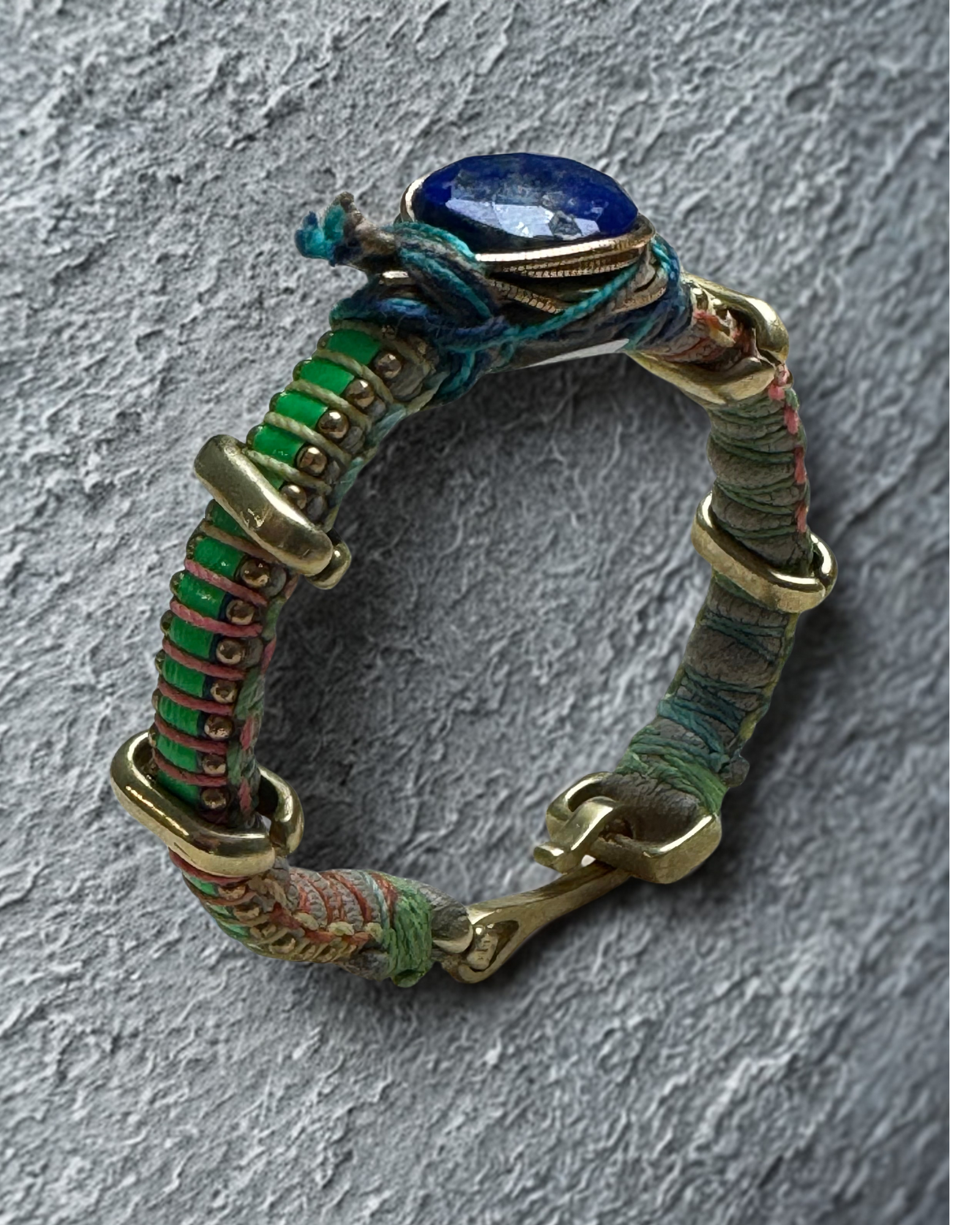 Sushi Bracelet- Neon Green with Lapis
