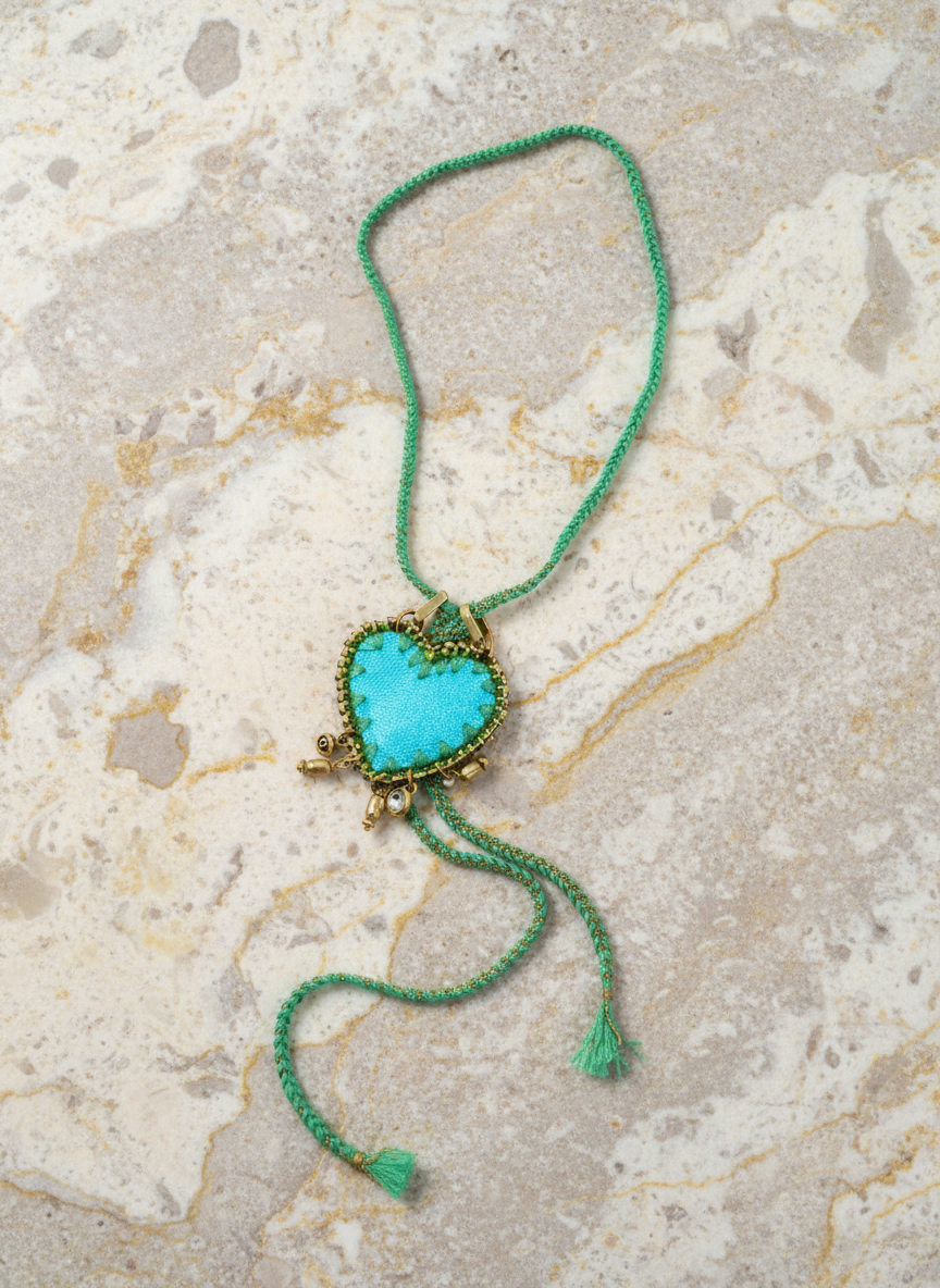 Lariat Necklace with a Turquoise Hart