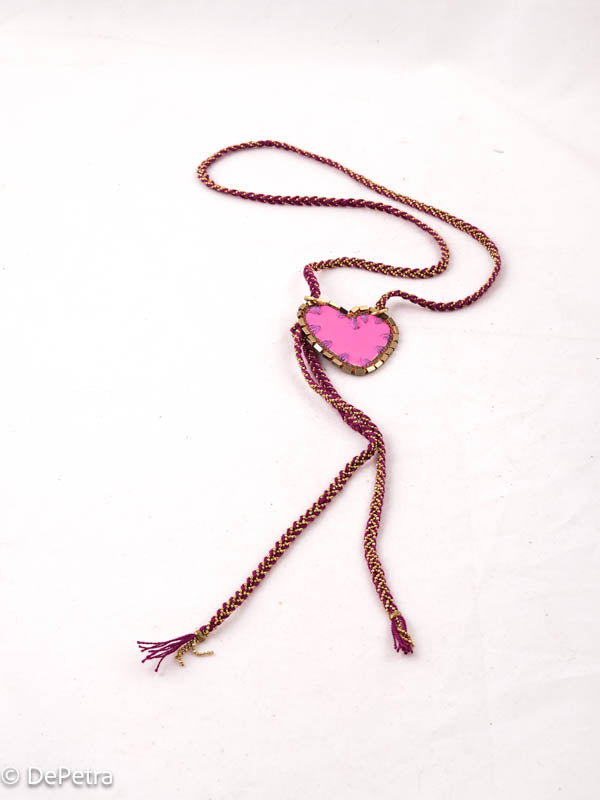 Handcrafted DE PETRA Cotton Thread & Brass Chain Lariat | Customizable with Pendants