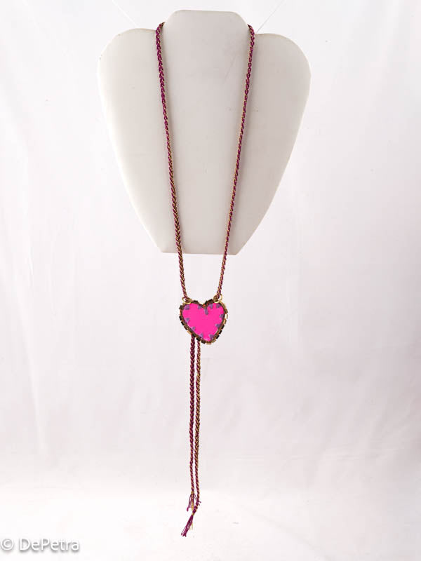 Handcrafted DE PETRA Cotton Thread & Brass Chain Lariat | Customizable with Pendants