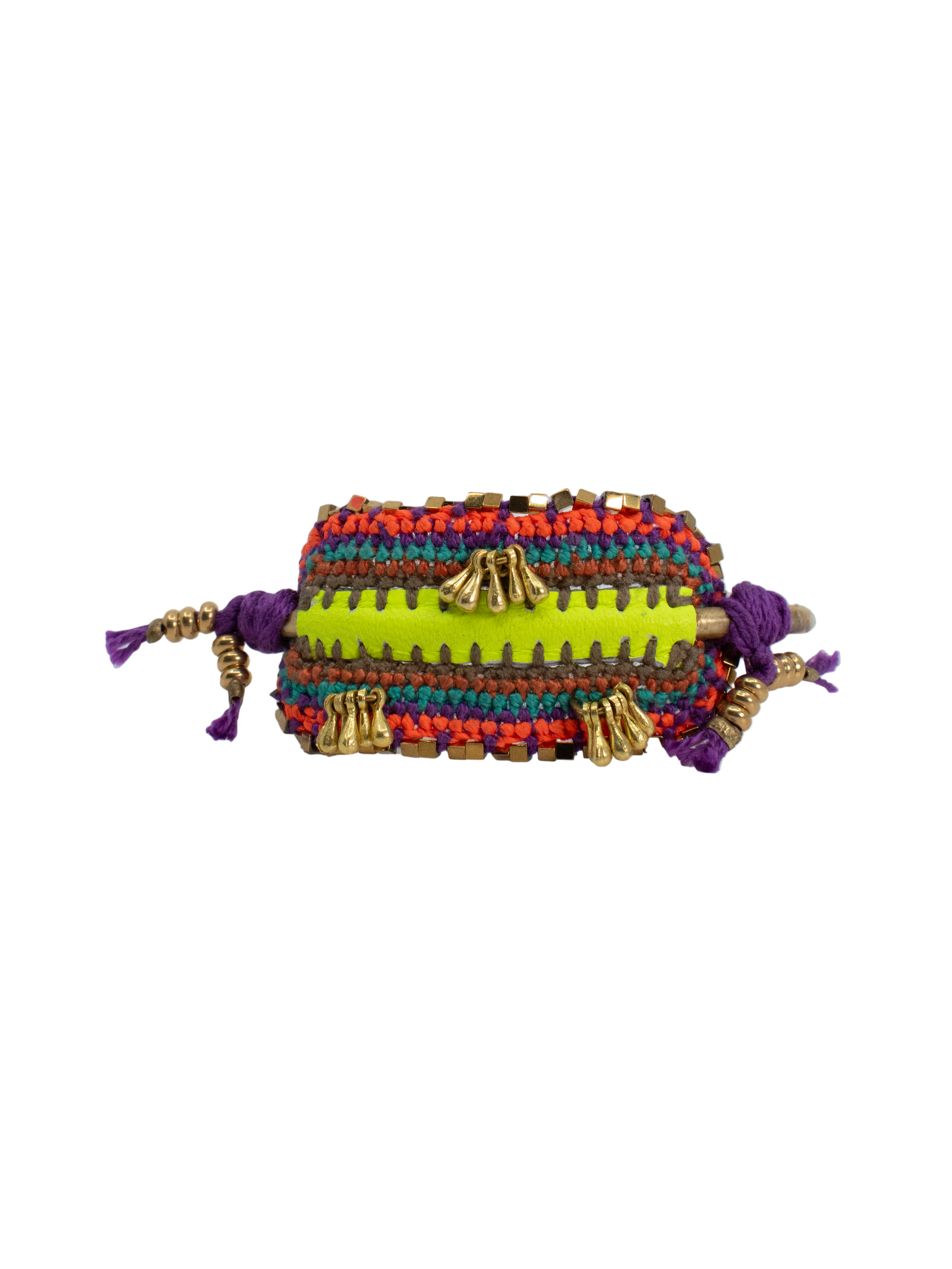 Leather, Textile & Brass Bracelet