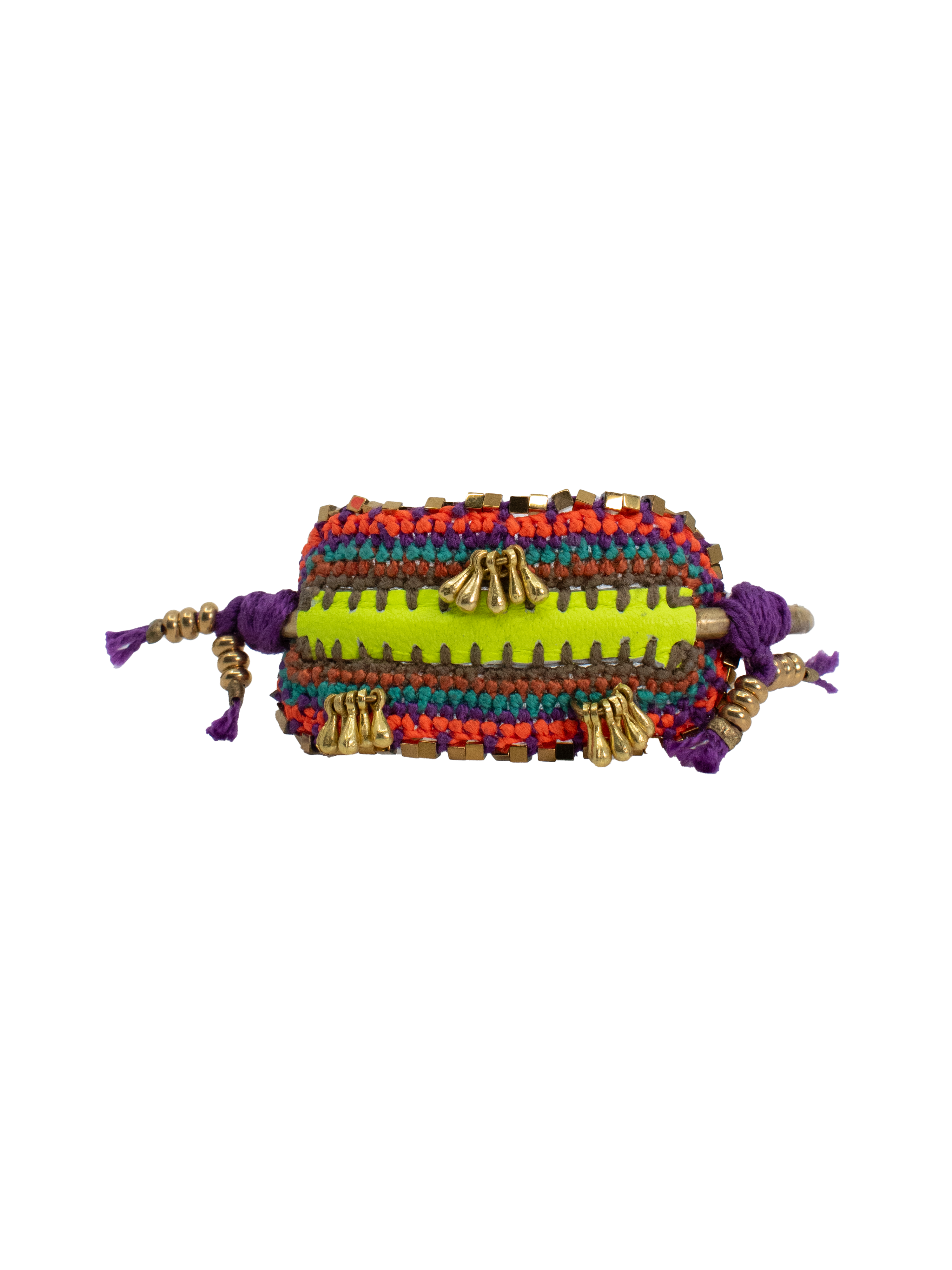 Leather, Textile & Brass Bracelet