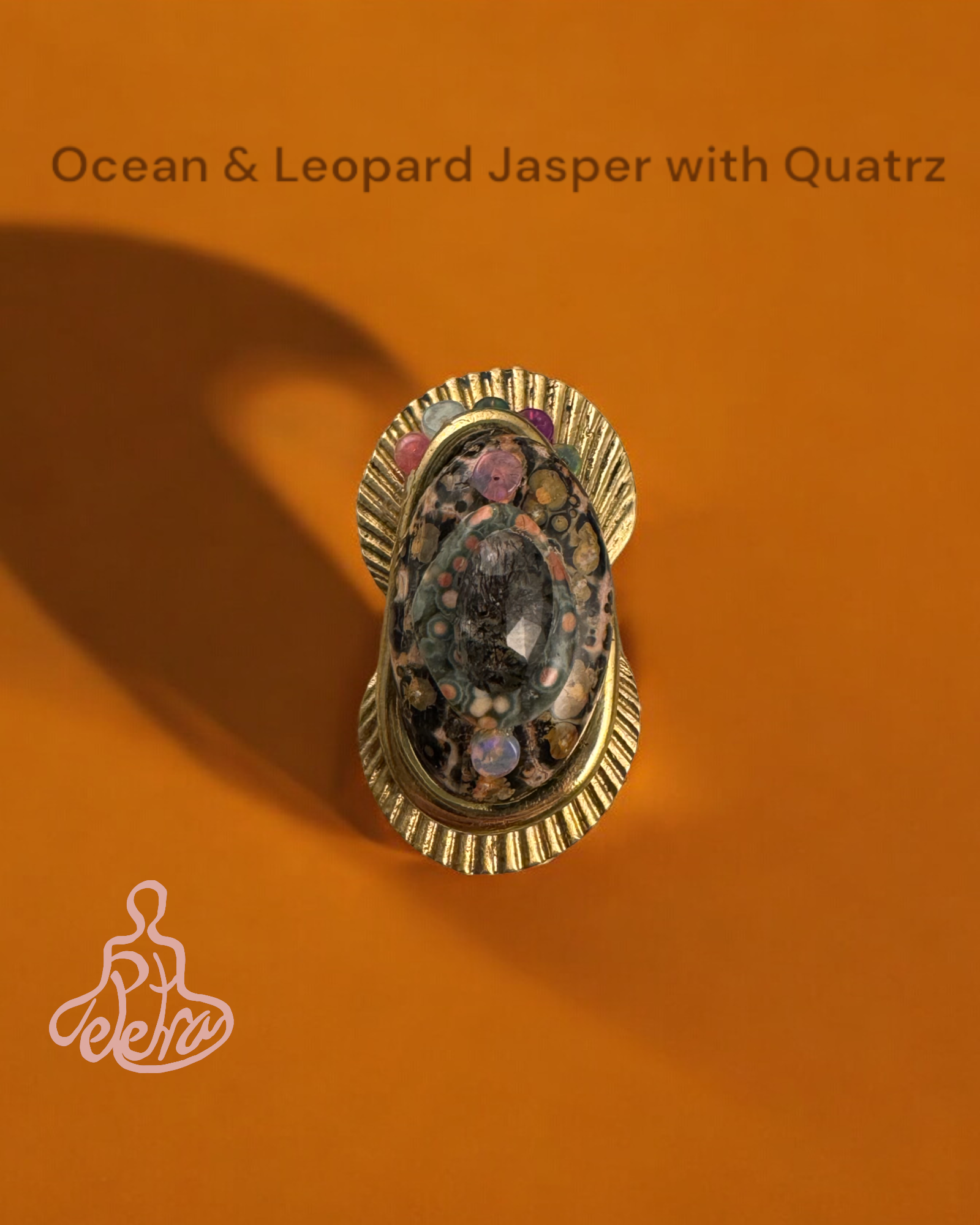 Earth & Sunstone Ring: A Handcrafted Jasper & Citrine Trio