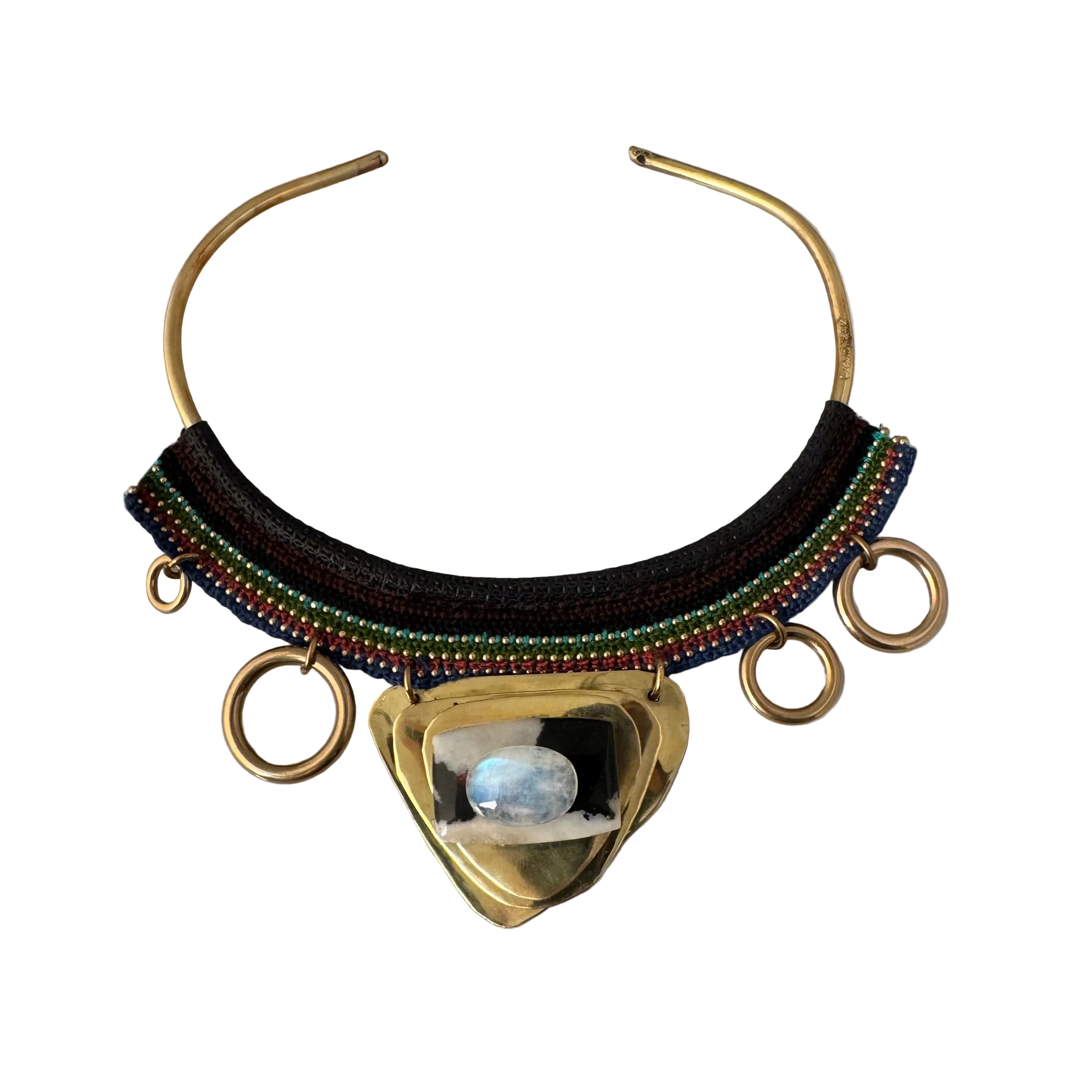 A Lunar Vision in Brass & Crochet Necklace