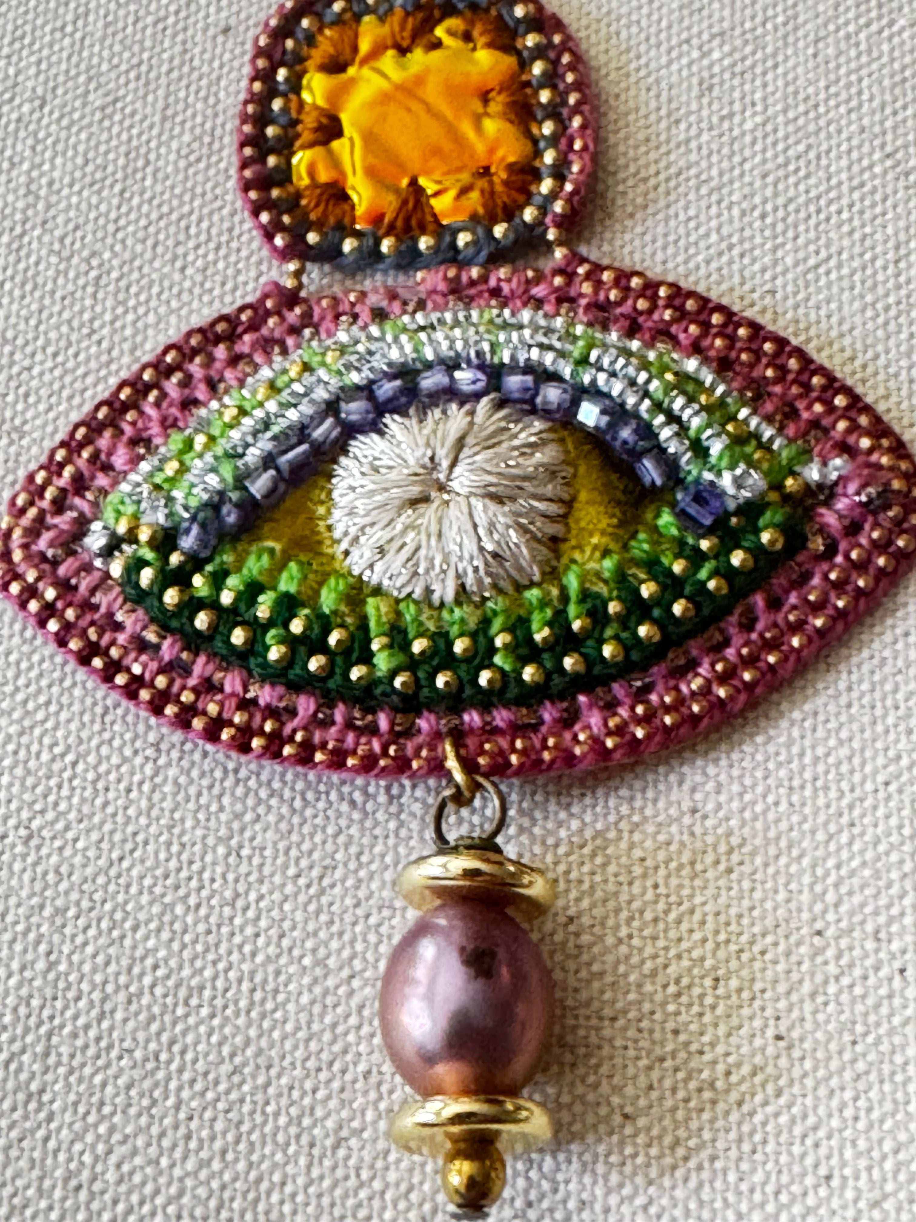 The Sovereign Oracle Earrings — Heart, Eye & Pearl Drop