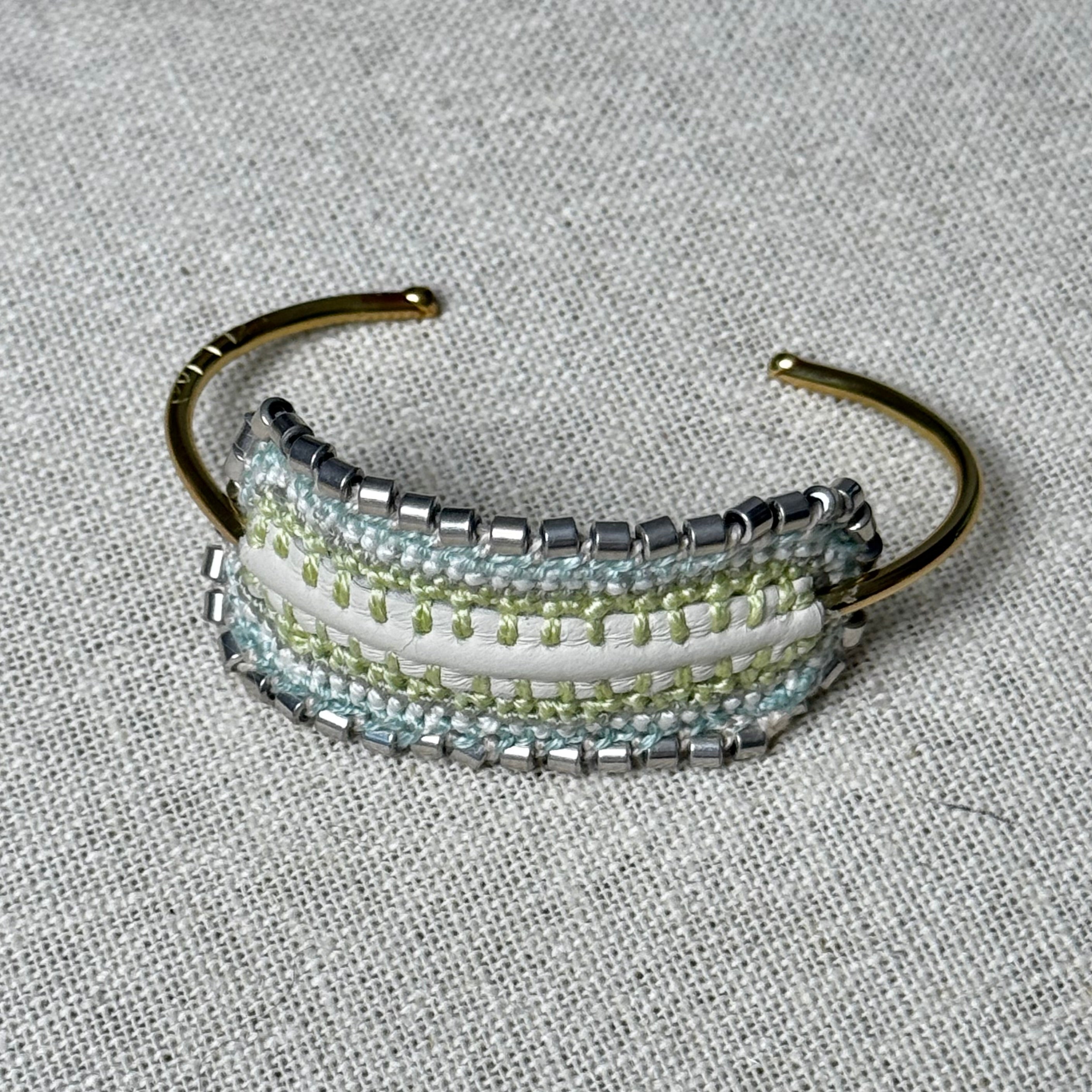Artisan Crochet & Hematite Cuff 5 variants — Handmade