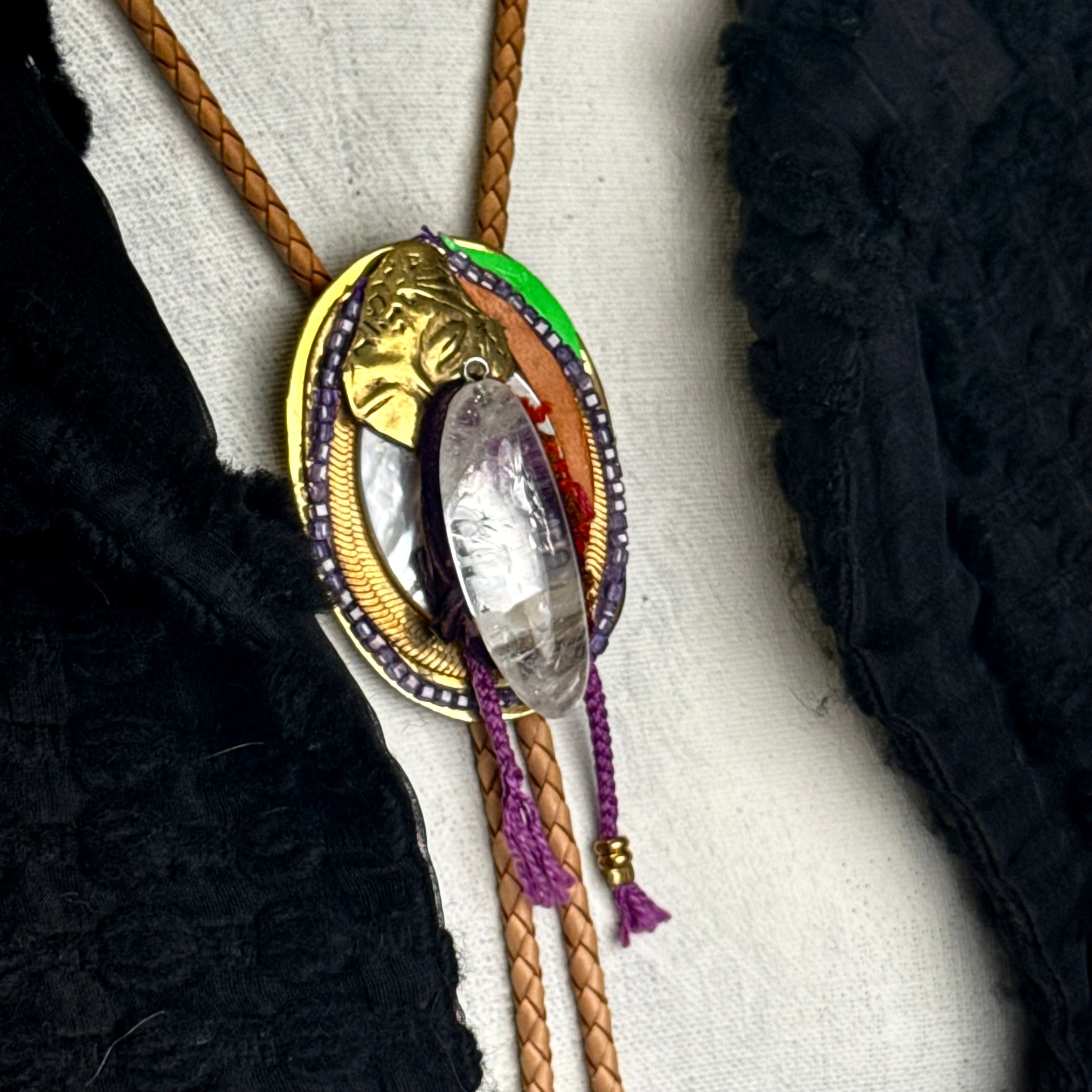 The Crystal Nomad Bolo — Raw Quartz & Mixed Media | Unisex | Final Edition | De Petra