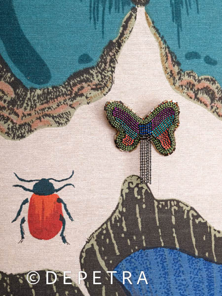 Papillon Brass Chain Stitch Brooch