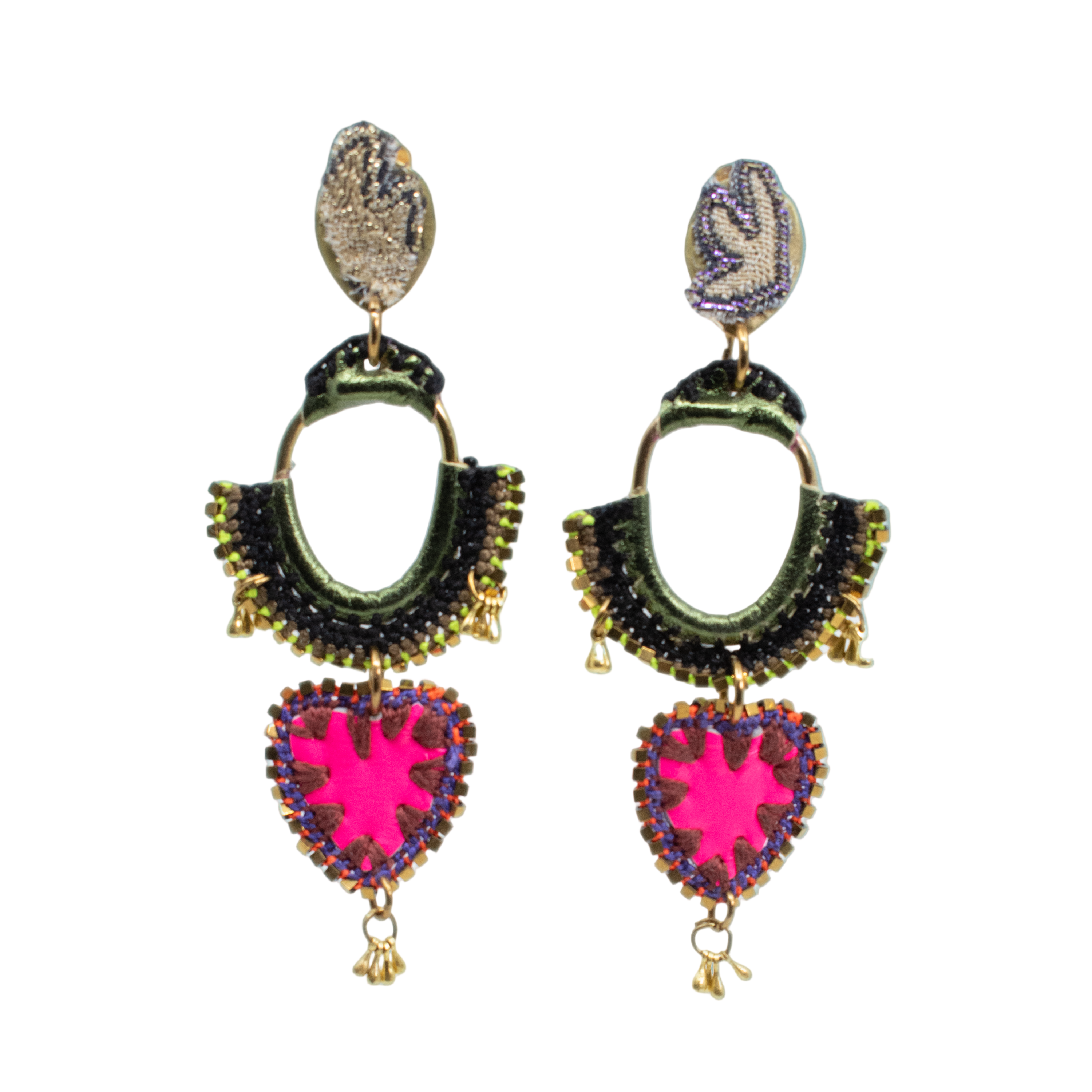 Hoop Earrings with a Pendant Hart