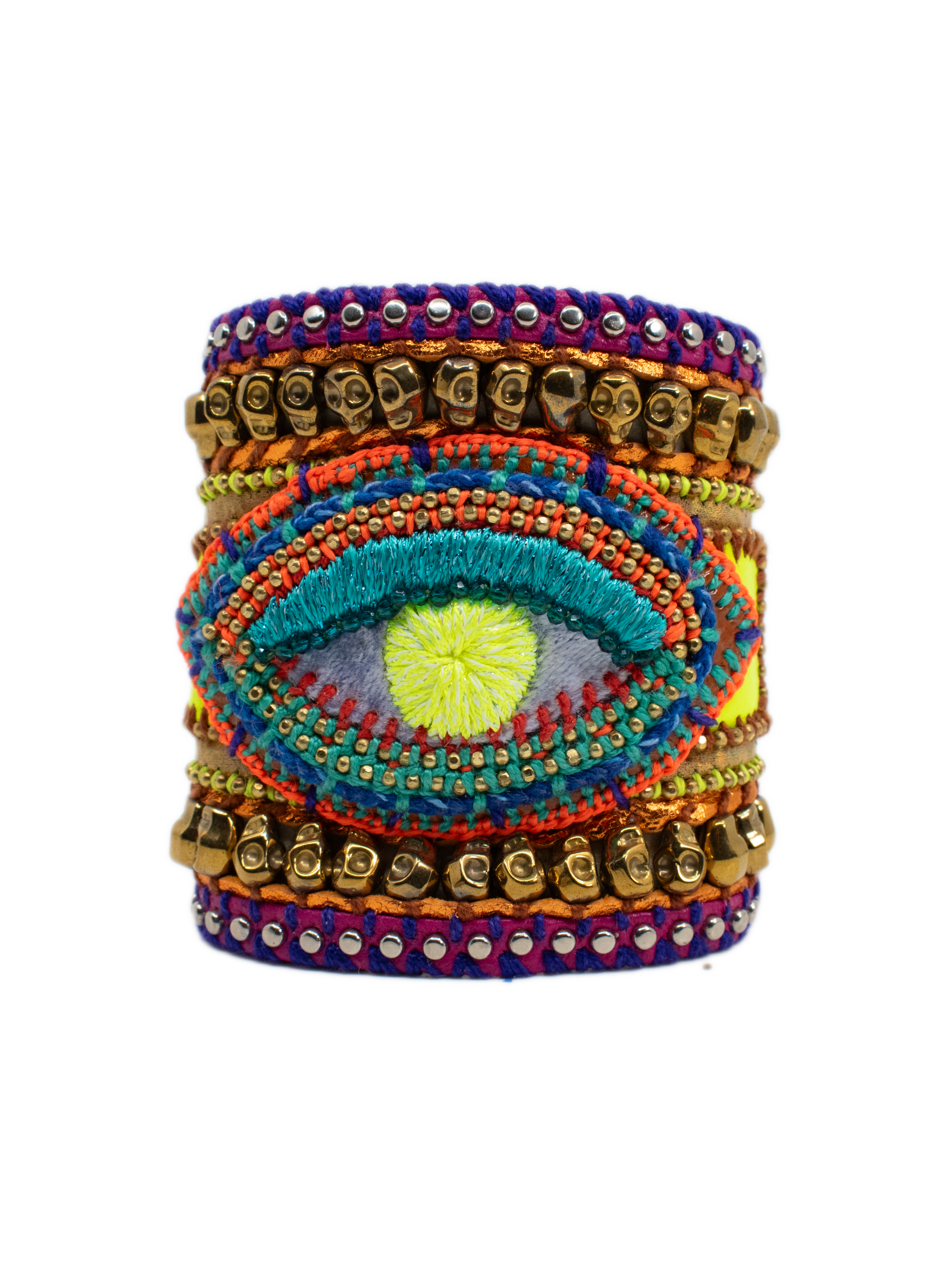 Cosmic Hand Swend Leather Eye Bracelet "Grateful Dead Inspired"