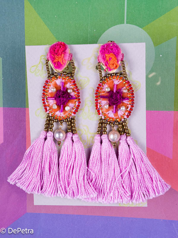 Life is the perfect party, enjoy the ride earrings. Preorder with variants, green, pink and other options. Five inches long, incredible light and elegant.