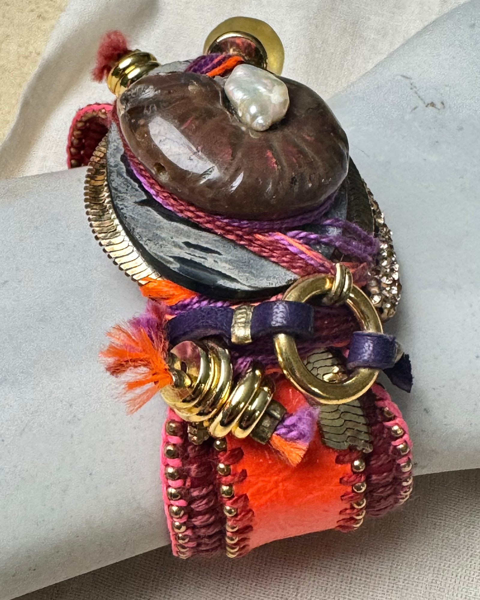 Artéfact Band – Orange & Pink Italian Leather