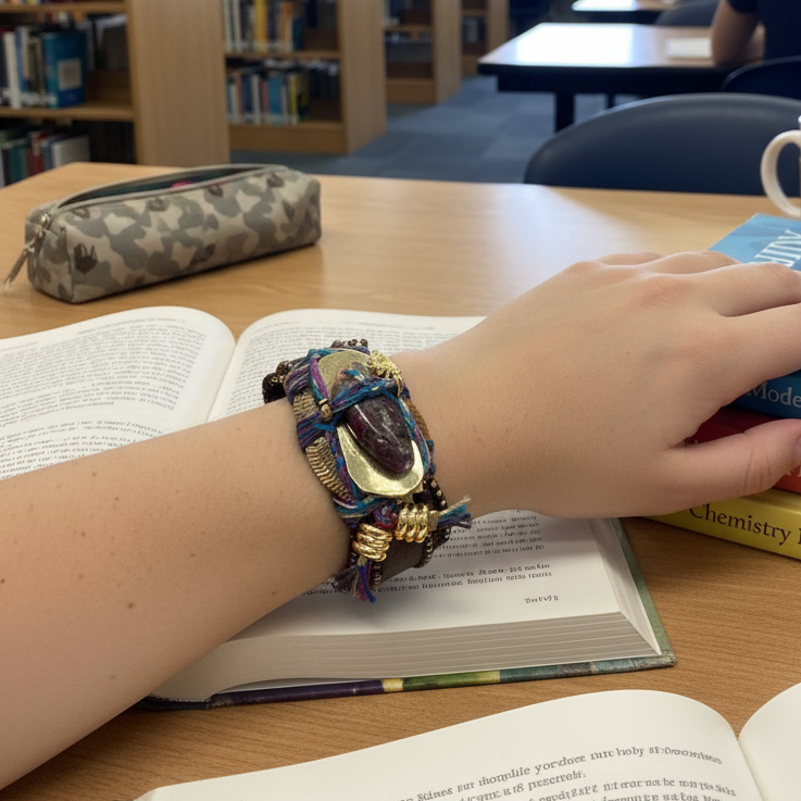 Artéfact Band – Dark Chocolate Italian Leather with Elbaite Gemstone