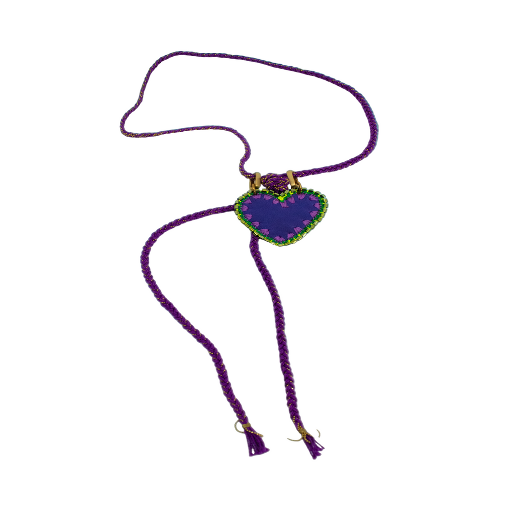 Lariat Necklace with a Purple Heart