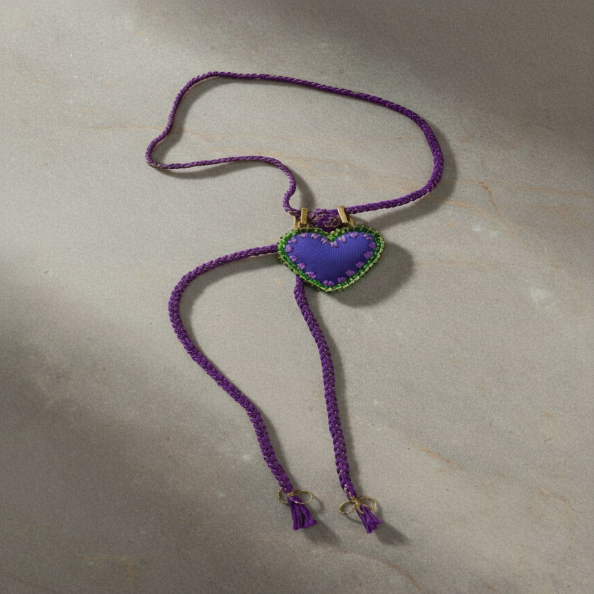 Lariat Necklace with a Purple Hart