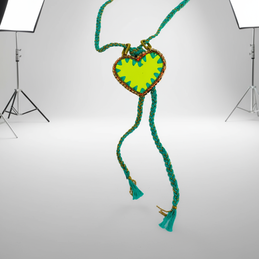 Lariat Necklace with a Yellow Hart