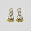 The White Sovereign Earrings — Pearl, Crystal & Brass Teardrops