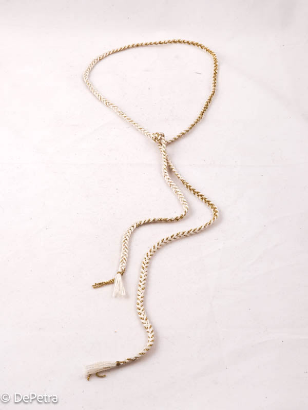 Handcrafted DE PETRA Cotton Thread & Brass Chain Lariat | Customizable with Pendants