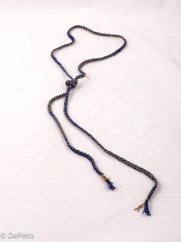 Handcrafted DE PETRA Cotton Thread & Brass Chain Lariat | Customizable with Pendants