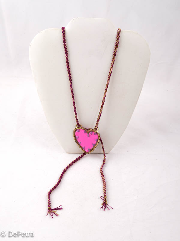 Handcrafted DE PETRA Cotton Thread & Brass Chain Lariat | Customizable with Pendants