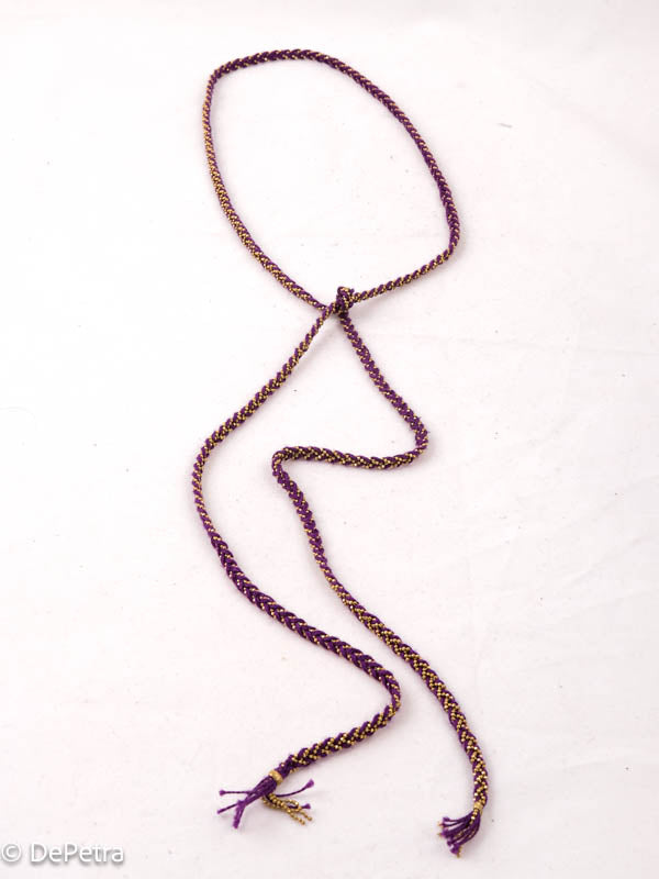 Handcrafted DE PETRA Cotton Thread & Brass Chain Lariat | Customizable with Pendants