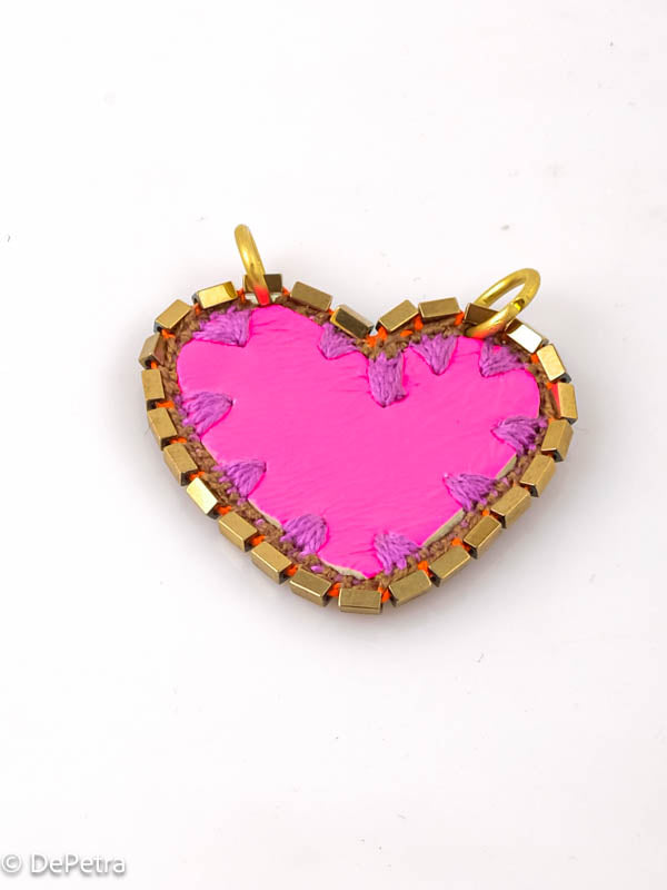 Neon Pink Leather Love Pendant