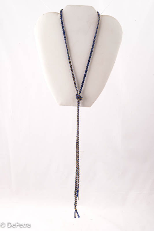 Handcrafted DE PETRA Cotton Thread & Brass Chain Lariat | Customizable with Pendants