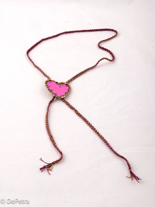 Handcrafted DE PETRA Cotton Thread & Brass Chain Lariat | Customizable with Pendants