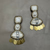 The White Sovereign Earrings — Pearl, Crystal & Brass Teardrops