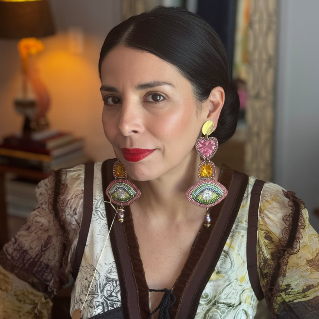 The Sovereign Oracle Earrings — Heart, Eye & Pearl Drop