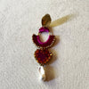 The Magenta Arch Earrings — Leather, Crochet & Baroque Pearl
