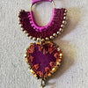 The Magenta Arch Earrings — Leather, Crochet & Baroque Pearl