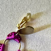 The Magenta Arch Earrings — Leather, Crochet & Baroque Pearl