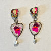 The Wild Heart Earrings — Shell, Neon Leather, Feather & Pearl Drop