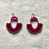 The Fuchsia Crown Earrings — Italian Leather, Crochet & Gold Beads