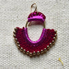 The Fuchsia Crown Earrings — Italian Leather, Crochet & Gold Beads