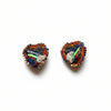 The Midnight Heart Earrings — Stud, Mixed Fiber & Neon Accent