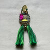 The Emerald Compass Earrings — Tassel, Feather & Mixed Media