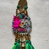 The Emerald Compass Earrings — Tassel, Feather & Mixed Media