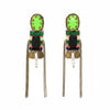 Neon Green Druzy & Baroque Pearl Chain Earrings — Handmade by Lorena Medinilla | De Petra
