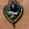 The Sacred Flame Earrings — Labradorite, Ocean Jasper, Pearl & Neon Leather