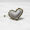 Heart Pin — Hematite Leather & Citrine Quartz  7 variants Handmade by Lorena Medinilla