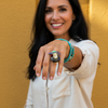 Handmade adjustable statement ring with a natural stone by De Petra