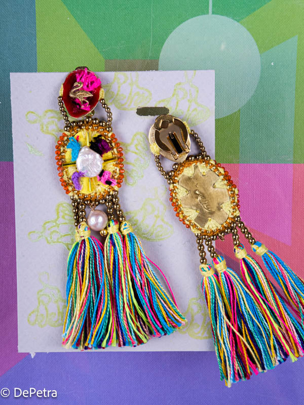 Life is the perfect party, enjoy the ride earrings. Preorder with variants, green, pink and other options. Five inches long, incredible light and elegant.