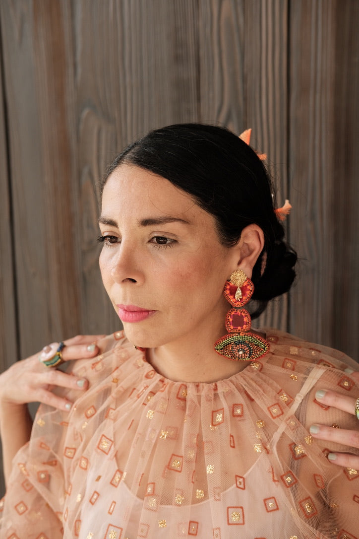 Hand made  jewelry in Houston, Texas. De Petra Earrings, by Lorena Medinilla for De Petra Art Jewelry
